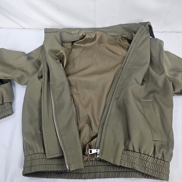 Commense Olive Green Bomber Jacket XS Streetwear Casual Spring Layer - Picture 4 of 14